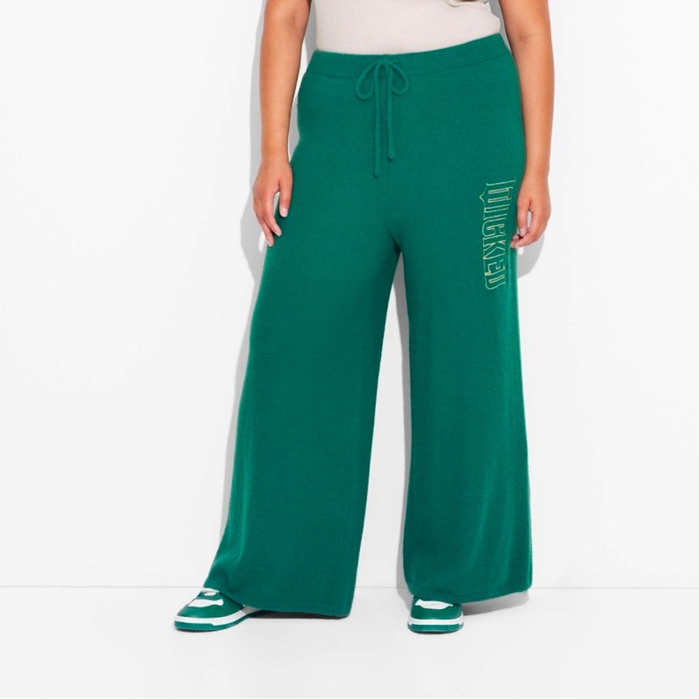 Adult Wicked Graphic Sweater Rib Bottom Pants - Green 2X